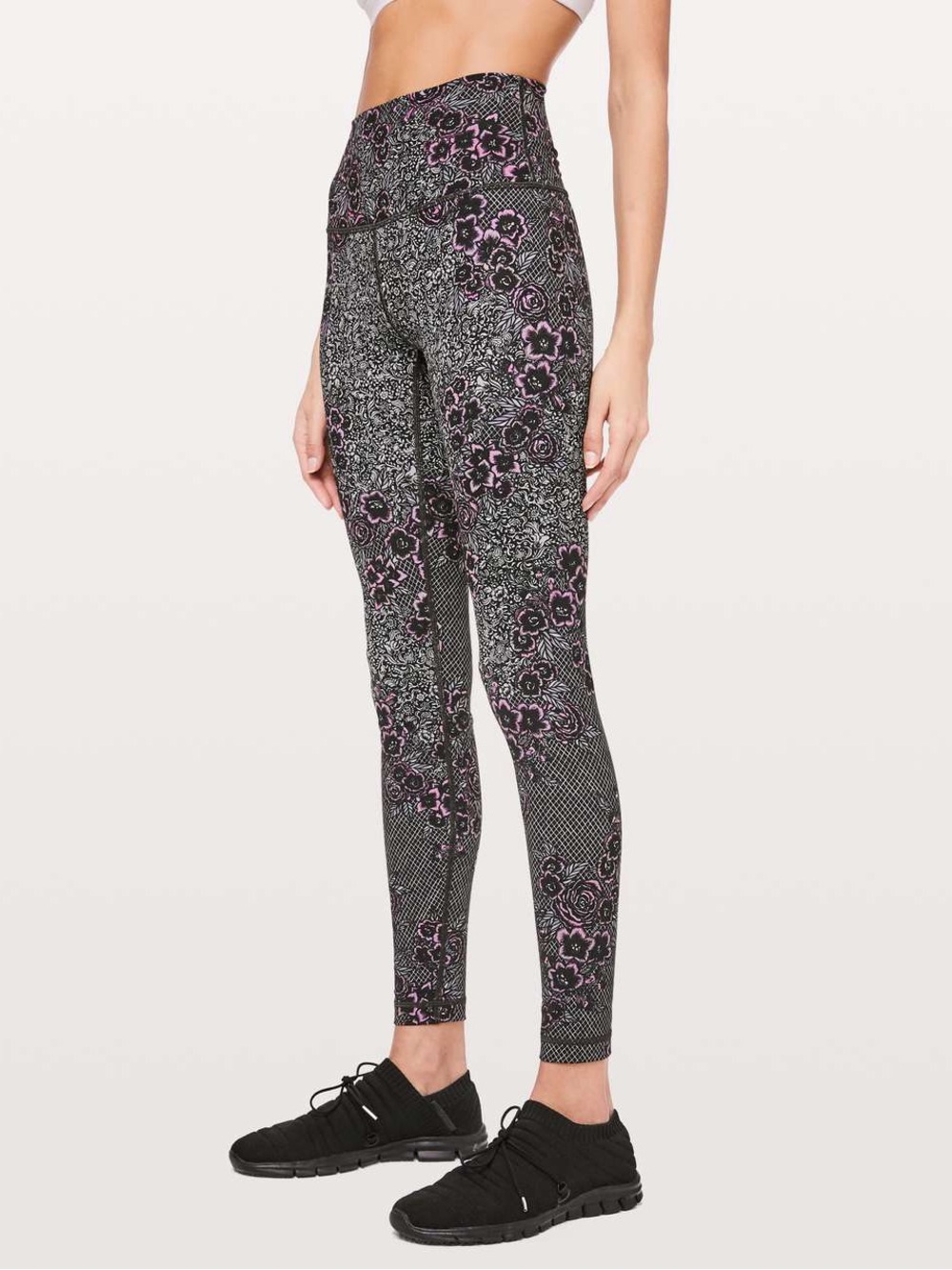 Lululemon Wunder Under High Rise Tight Trellis Bloom Ice Grey Black Luxtreme 6